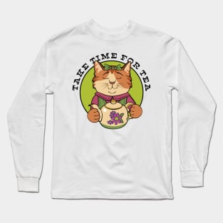 Take Time for Tea Cat Long Sleeve T-Shirt